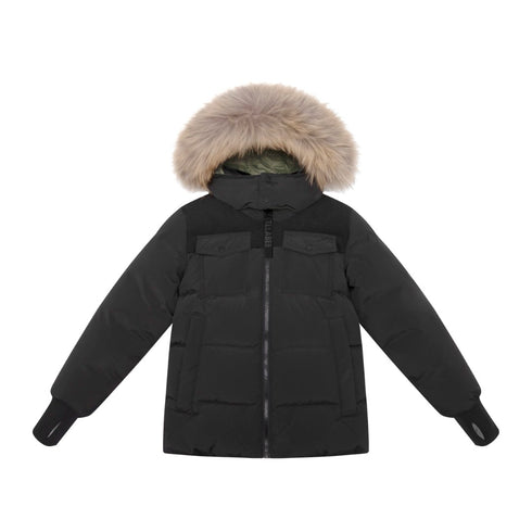 Ellabee Black Corduroy Coat with Green Lining